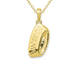 10K Yellow Gold Polished Dog Bowl Charm Pendant Necklace with Chain